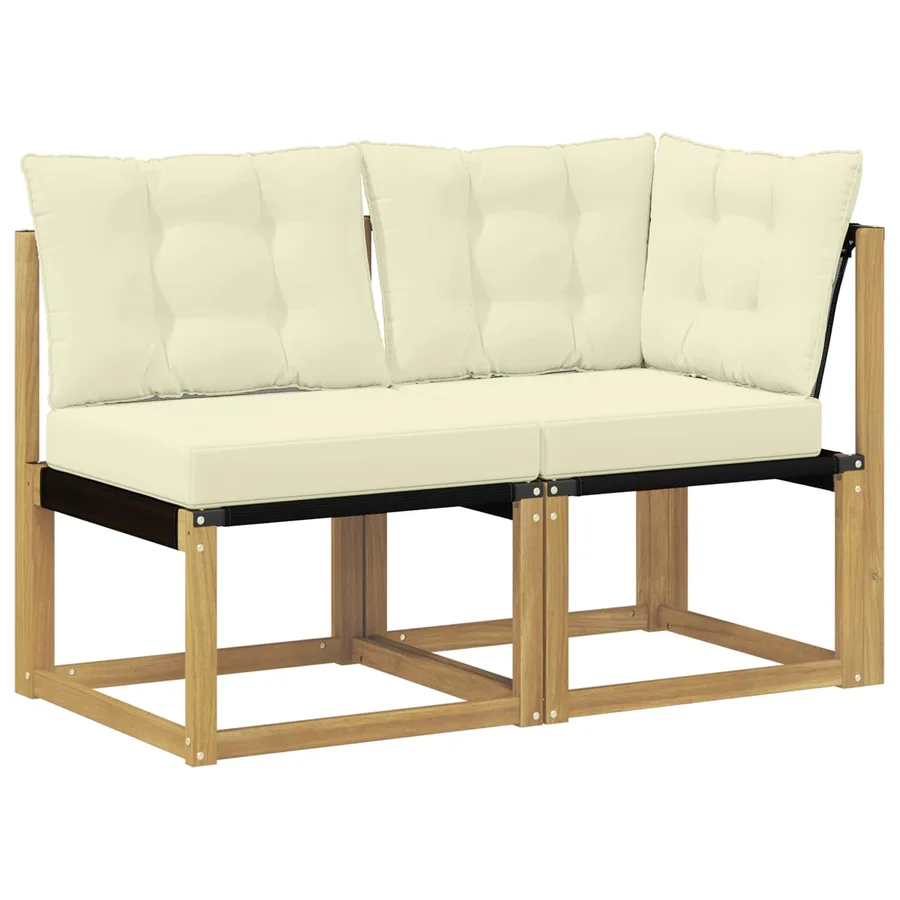 Canapé d’extérieur milieu et coin avec coussin 2 Pièce Blanc - 2