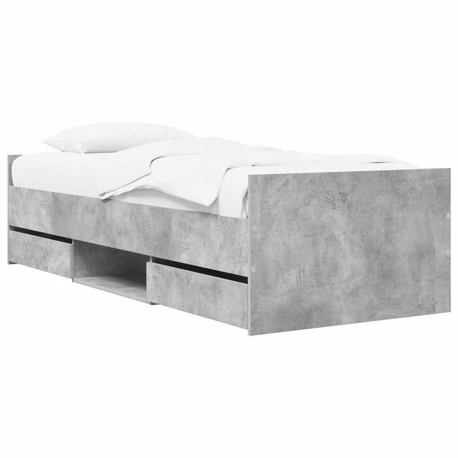 Cadre de lit avec rangement Gris béton 80 x 200 cm