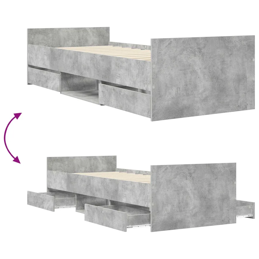 Cadre de lit avec rangement Gris béton 80 x 200 cm - 7