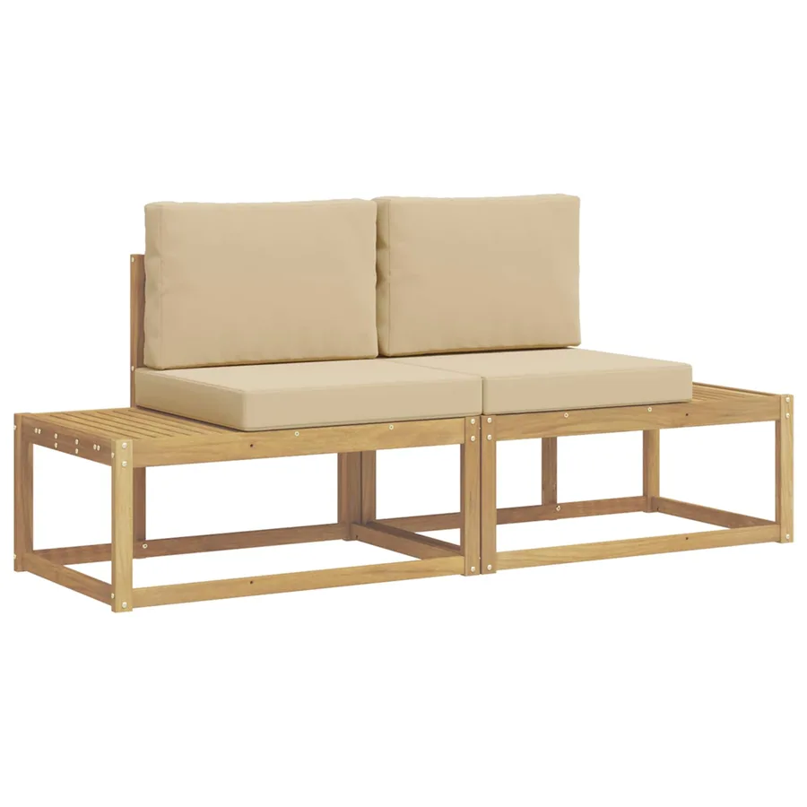 Ensemble de canapés d'extérieur 2 pcs Blanc et Beige Polyester - 2