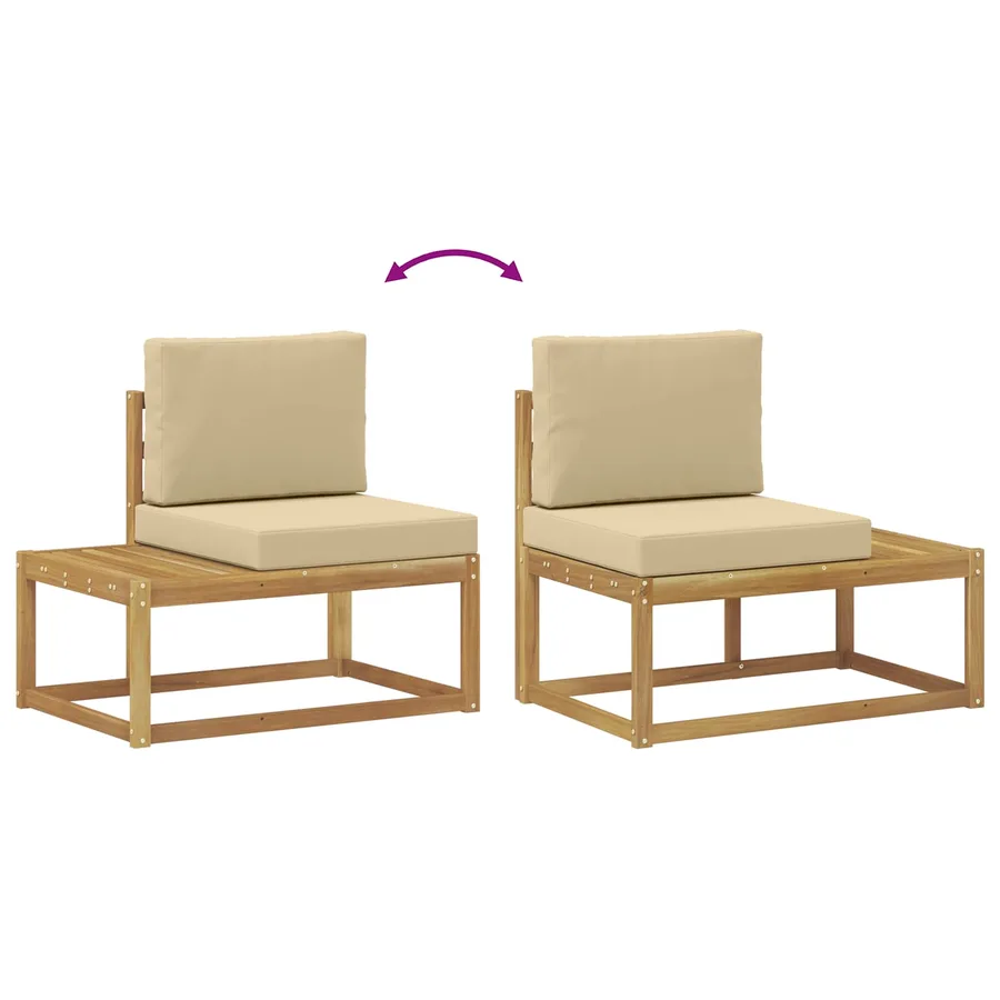 Ensemble de canapés d'extérieur 2 pcs Blanc et Beige Polyester - 6