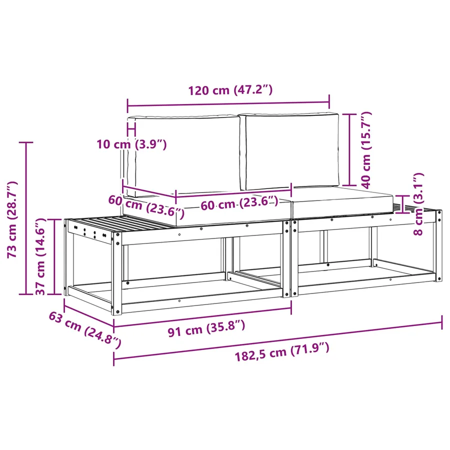 Ensemble de canapés d'extérieur 2 pcs Blanc et Beige Polyester - 7