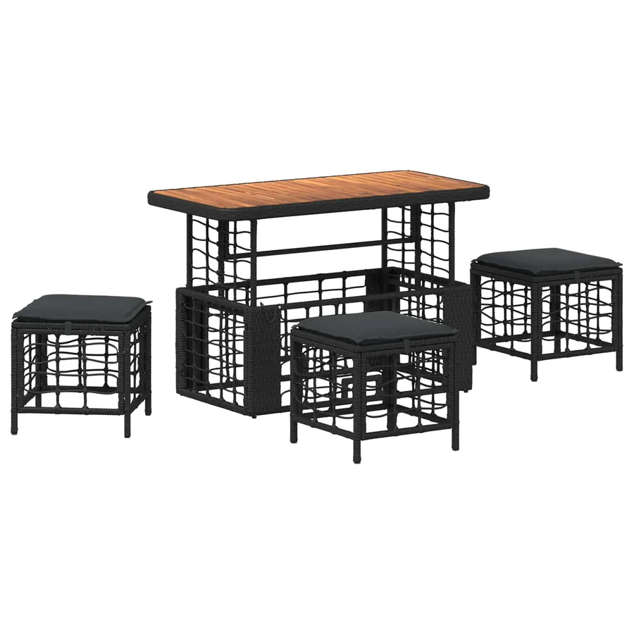 Ensemble de salle à manger pour jardin 4 pcs Noir et gris - 2
