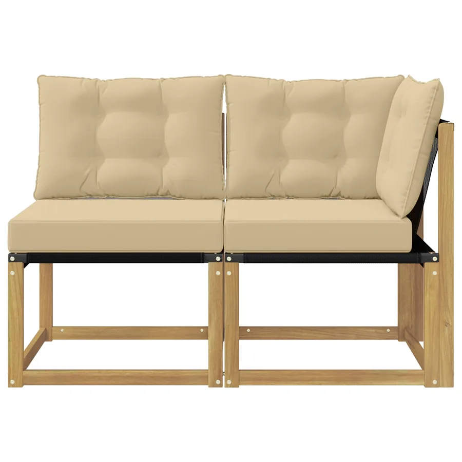Canapé d’extérieur milieu et coin avec coussin 2 Pièce Blanc - 5