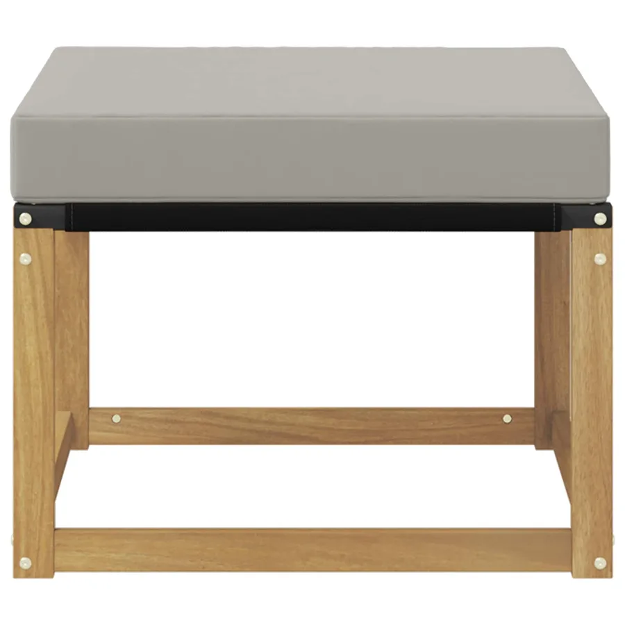 Pouf d'Extérieur Bois d'acacia massif et tissu Textilène Blanc - 4