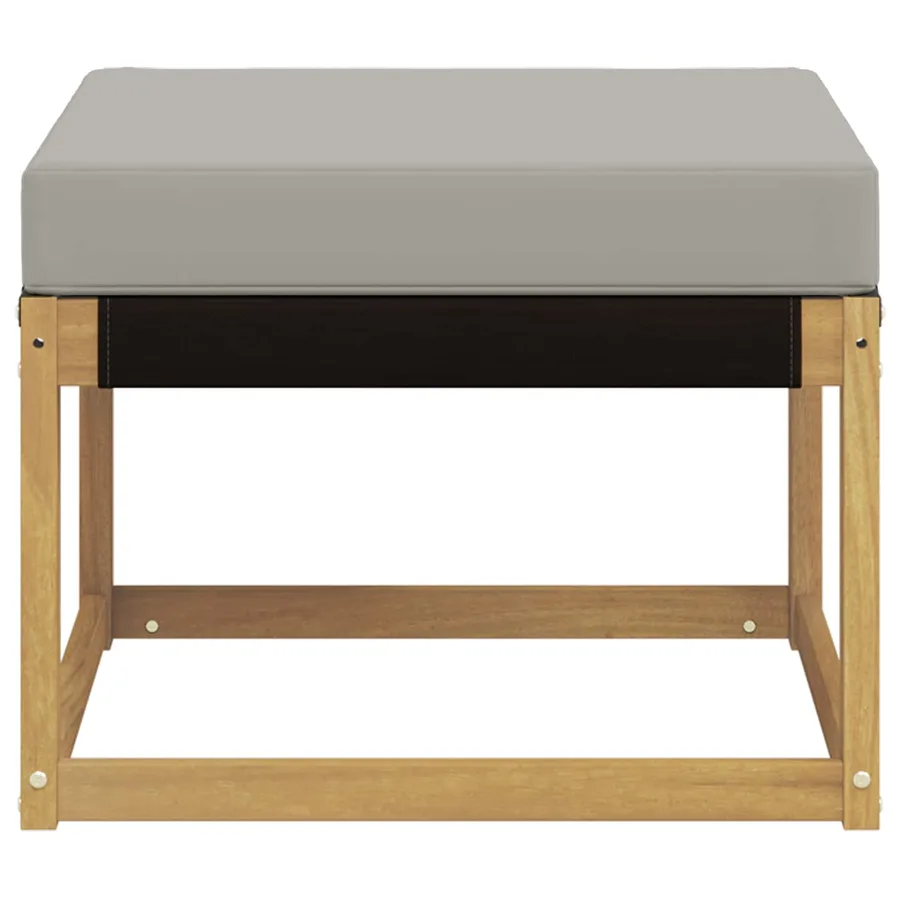 Pouf d'Extérieur Bois d'acacia massif et tissu Textilène Blanc - 5