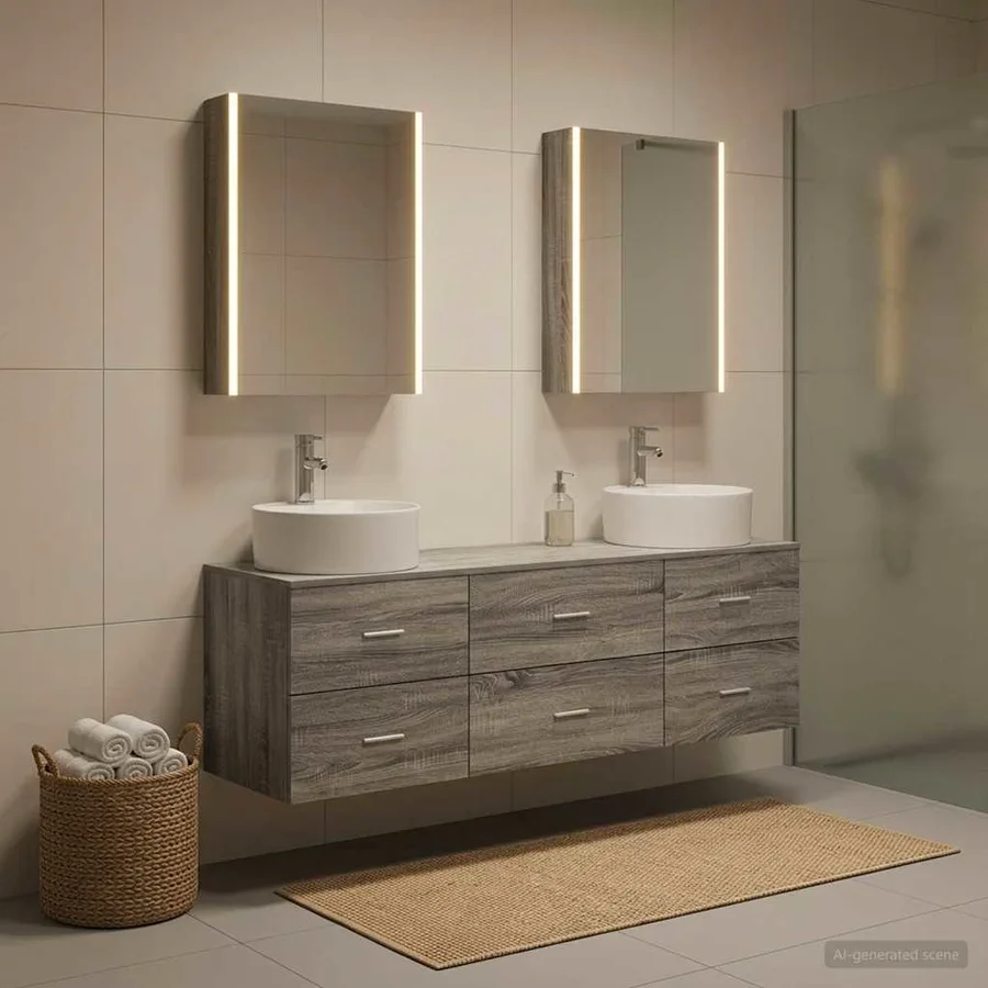 Ensemble de mobilier de salle de bain 5 pcs Sonoma gris - 4