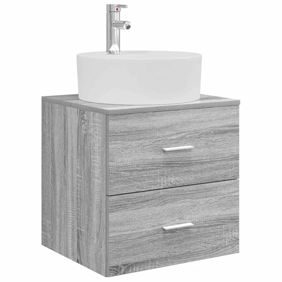 Ensemble de mobilier de salle de bain 5 pcs Sonoma gris - 5