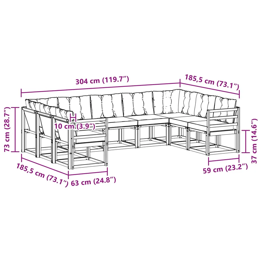 Ensemble de canapés d'extérieur 9 pcs Blanc et crème - 9