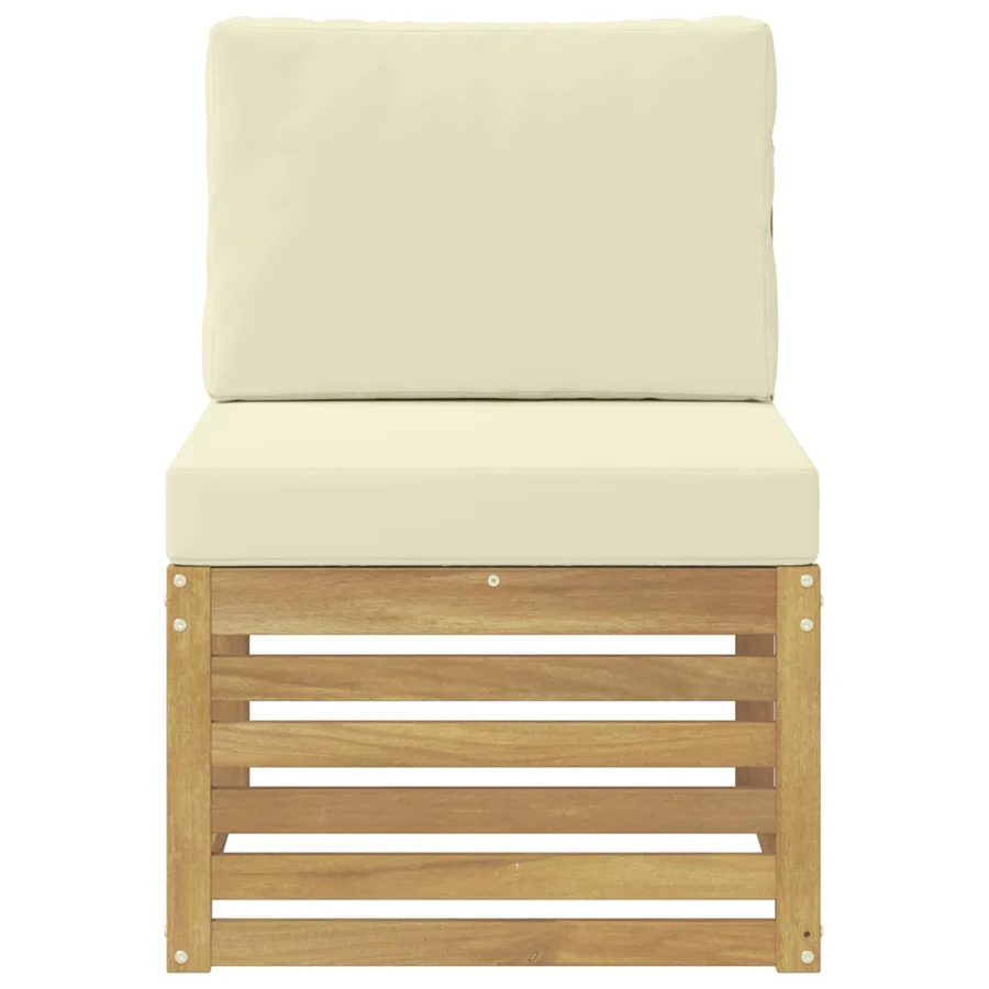 Sofa de milieu extérieur Bois d'Acacia Massif Blanc - 3