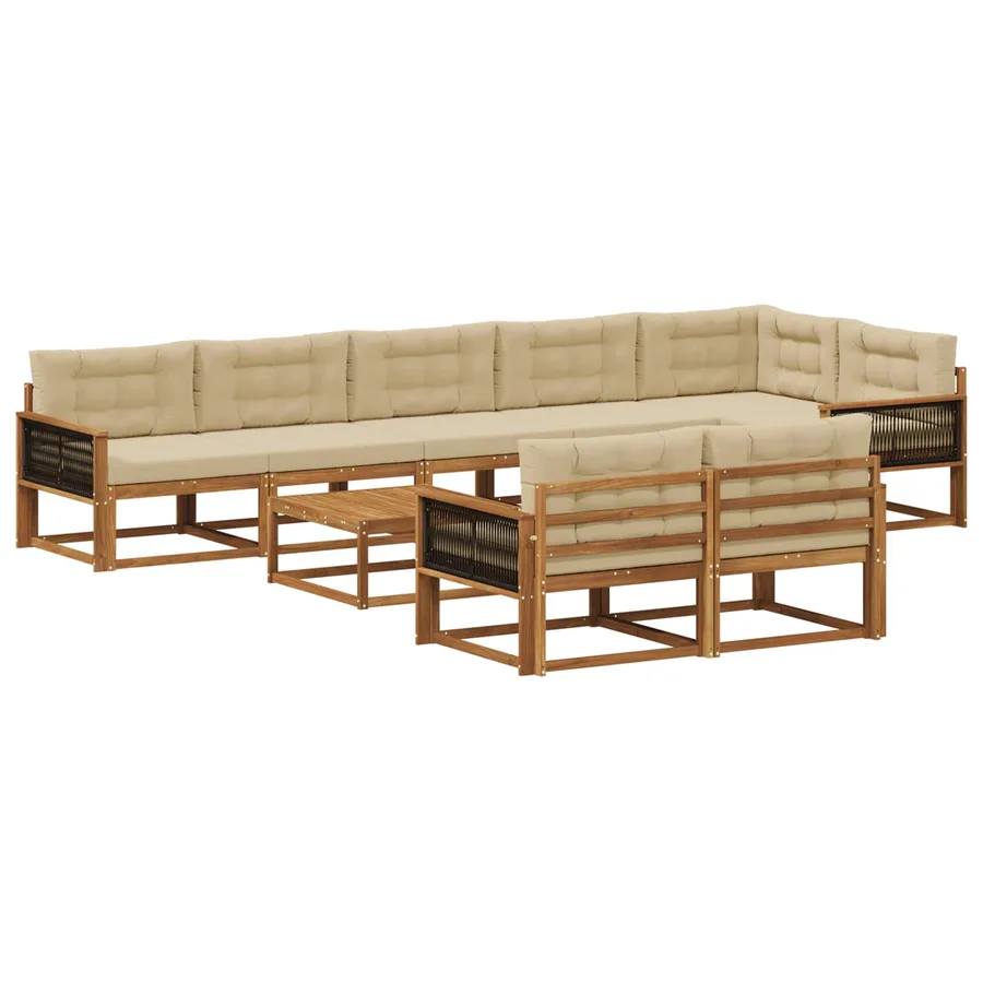 Ensemble de canapés d'extérieur 9 pcs Naturel et Beige - 2