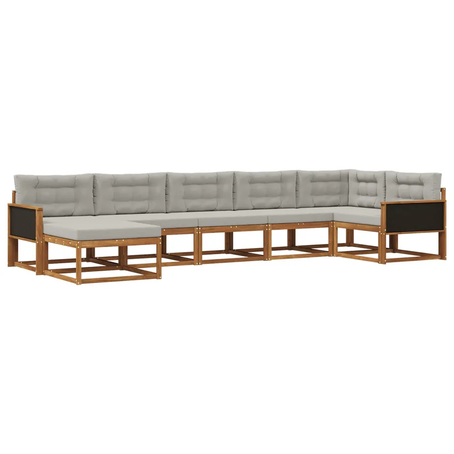 Ensemble de canapés d'extérieur 7 pcs Naturel et gris clair - 2