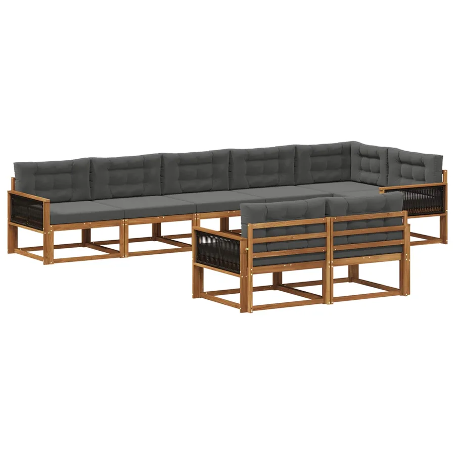 Ensemble de canapés d'extérieur 8 pc Naturel et Anthracite - 2