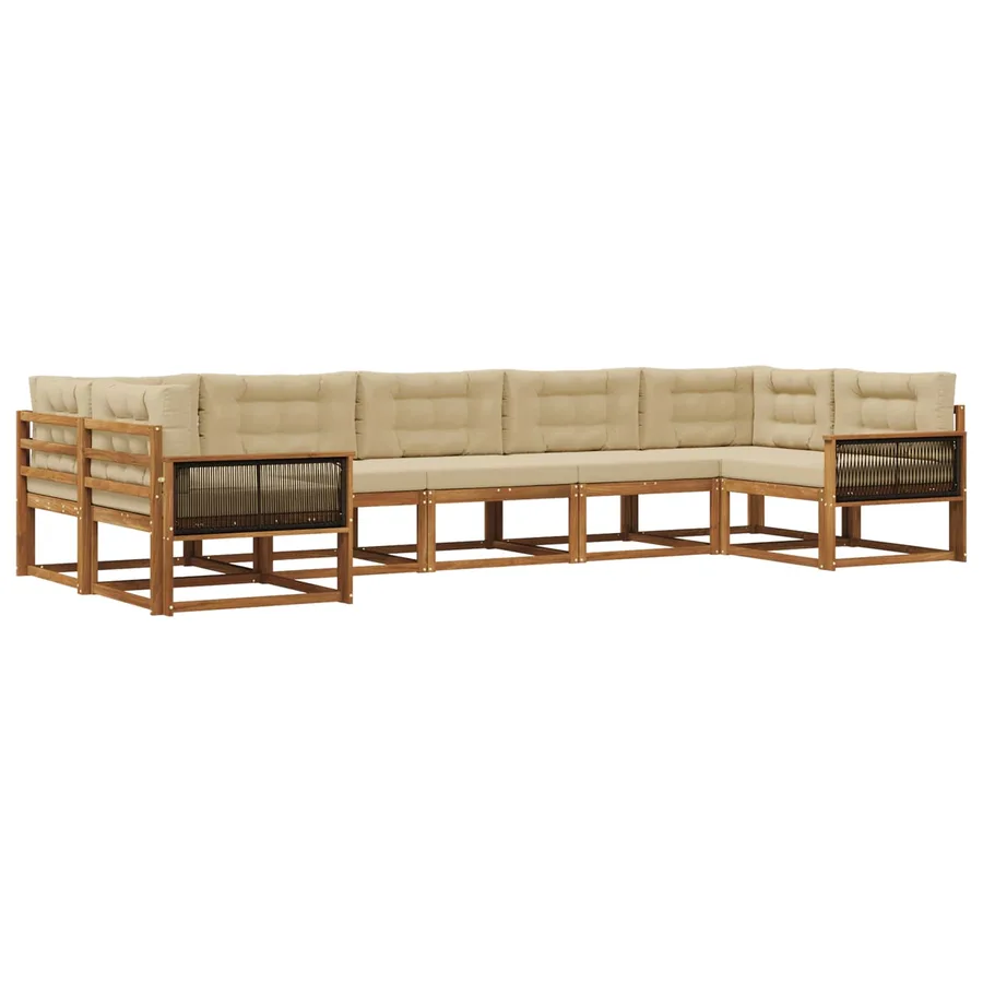 Ensemble de canapés d'extérieur 7 pcs Naturel et Beige - 2