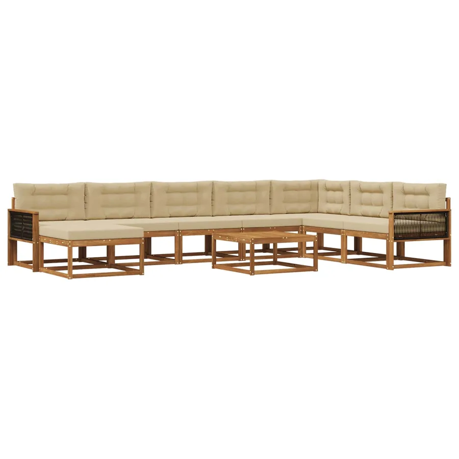 Ensemble de canapés d'extérieur 9 pcs Naturel et Beige - 2