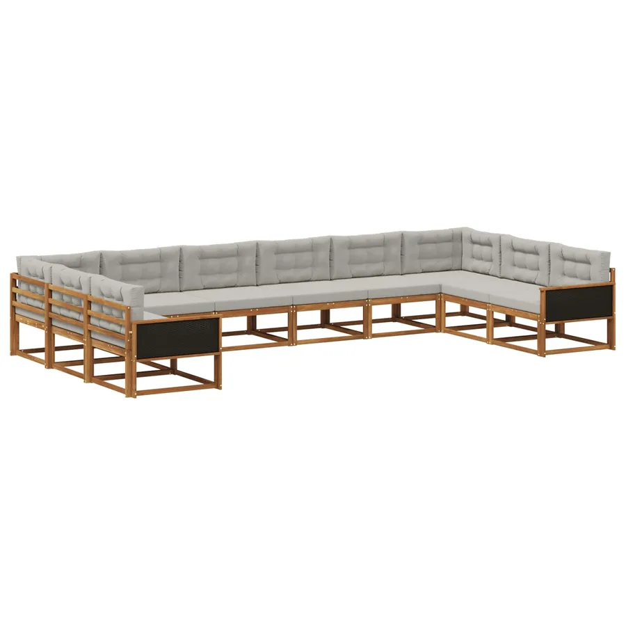 Ensemble de canapés d'extérieur 10 pcs Naturel et gris clair - 2
