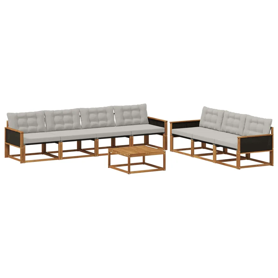 Ensemble de canapés d'extérieur 8 pcs Naturel et gris clair - 2