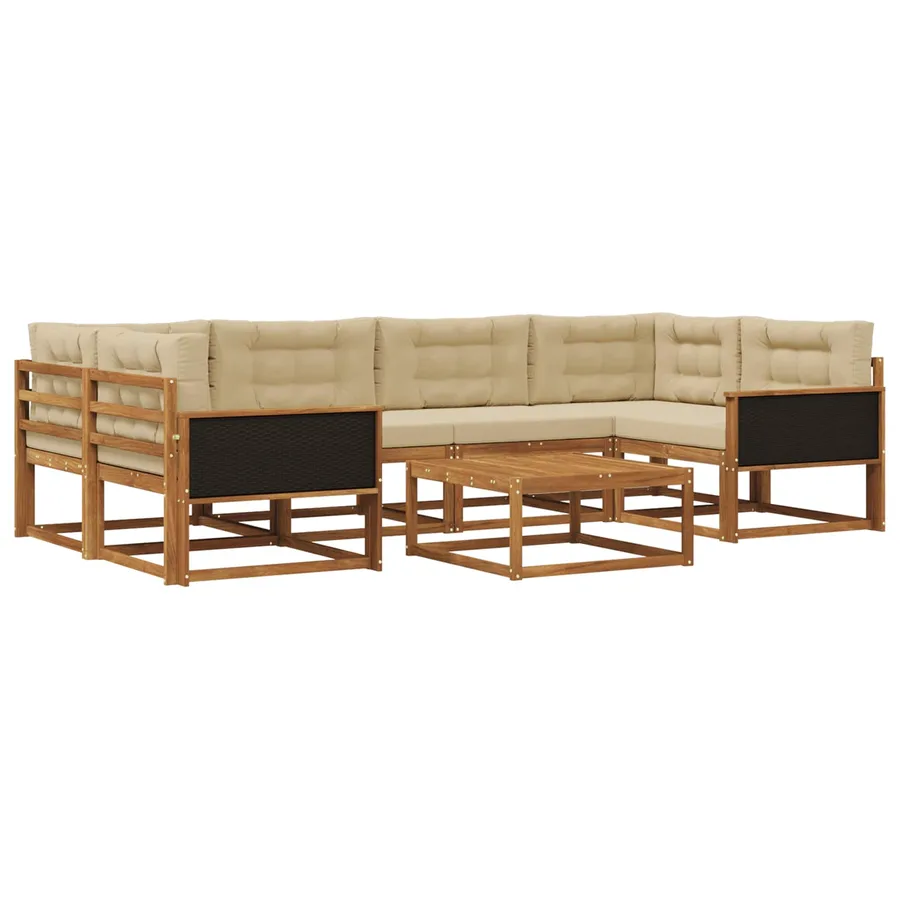 Ensemble de canapés d'extérieur 7 pcs Naturel et Beige - 2