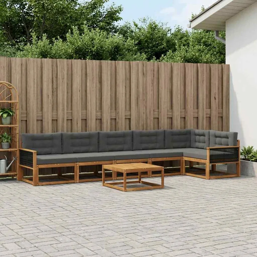 Ensemble de canapés d'extérieur 7 pcs Naturel et Anthracite