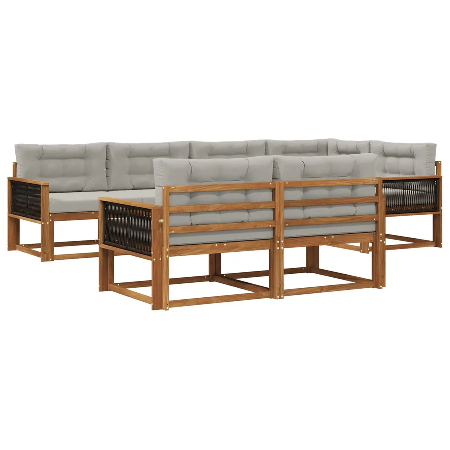 Ensemble de canapés d'extérieur 7 pcs Naturel et Gris clair - 2
