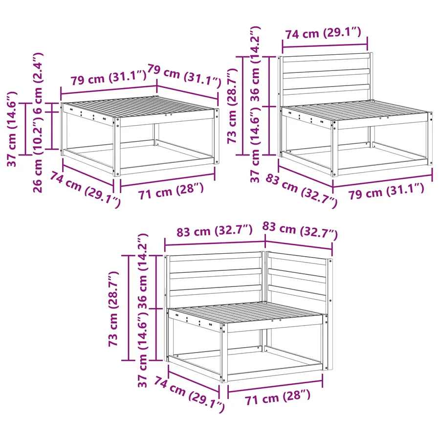Ensemble de canapés d'extérieur 7 pcs Naturel - 8