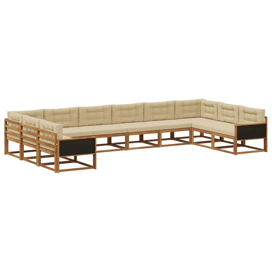 Ensemble de canapés d'extérieur 10 pcs Naturel et Beige - 2