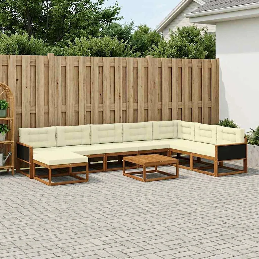 Ensemble de canapés d'extérieur 9 pcs Bois d'Acacia Massif