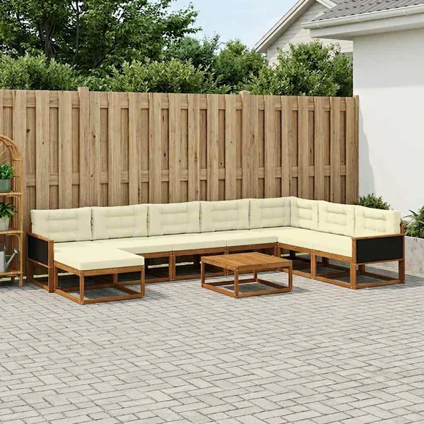 Ensemble de canapés d'extérieur 9 pcs Bois d'Acacia Massif