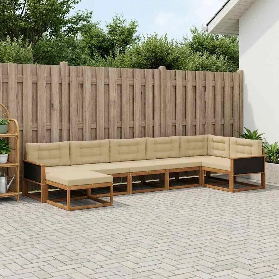 Ensemble de canapés d'extérieur 7 pcs Naturel et Beige