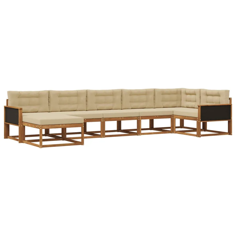 Ensemble de canapés d'extérieur 7 pcs Naturel et Beige - 2