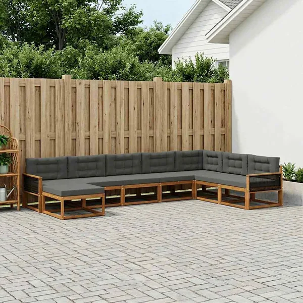 Ensemble de canapés d'extérieur 8 pcs Naturel et Anthracite