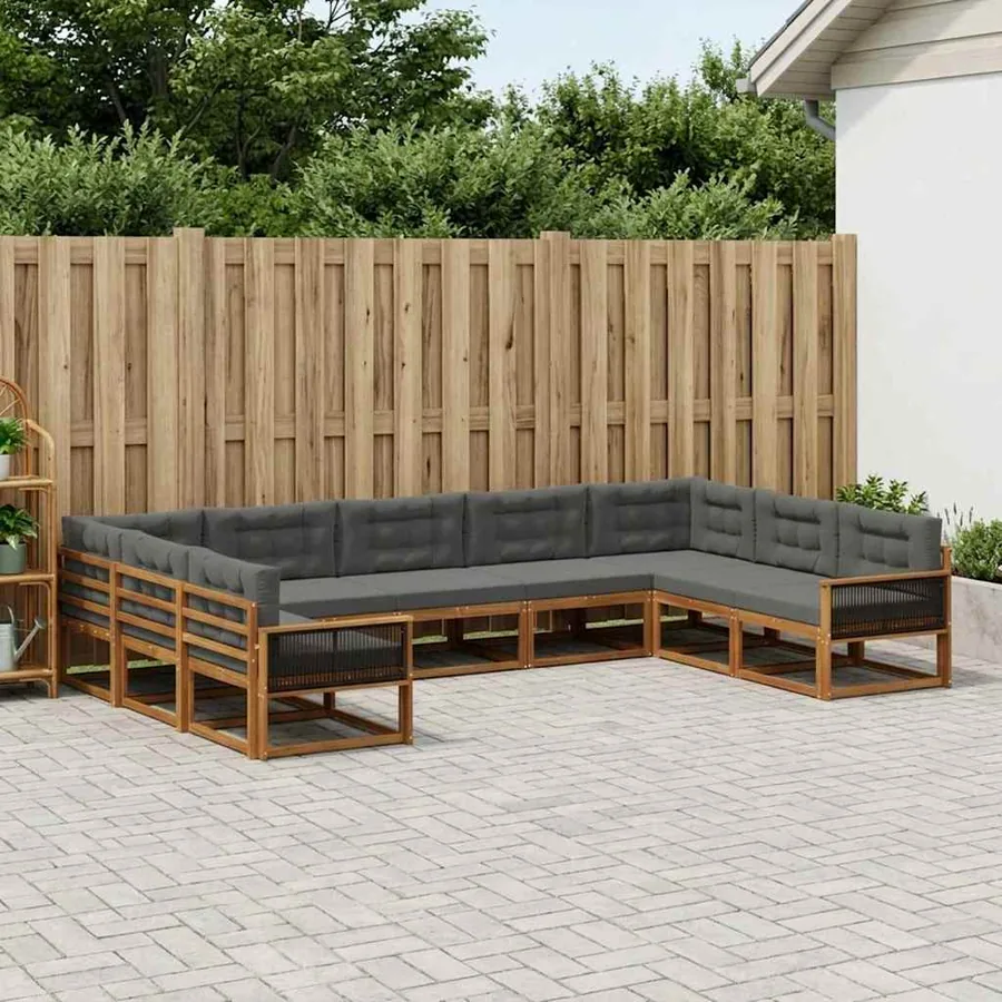 Ensemble de canapés d'extérieur 9 pcs Naturel et Anthracite