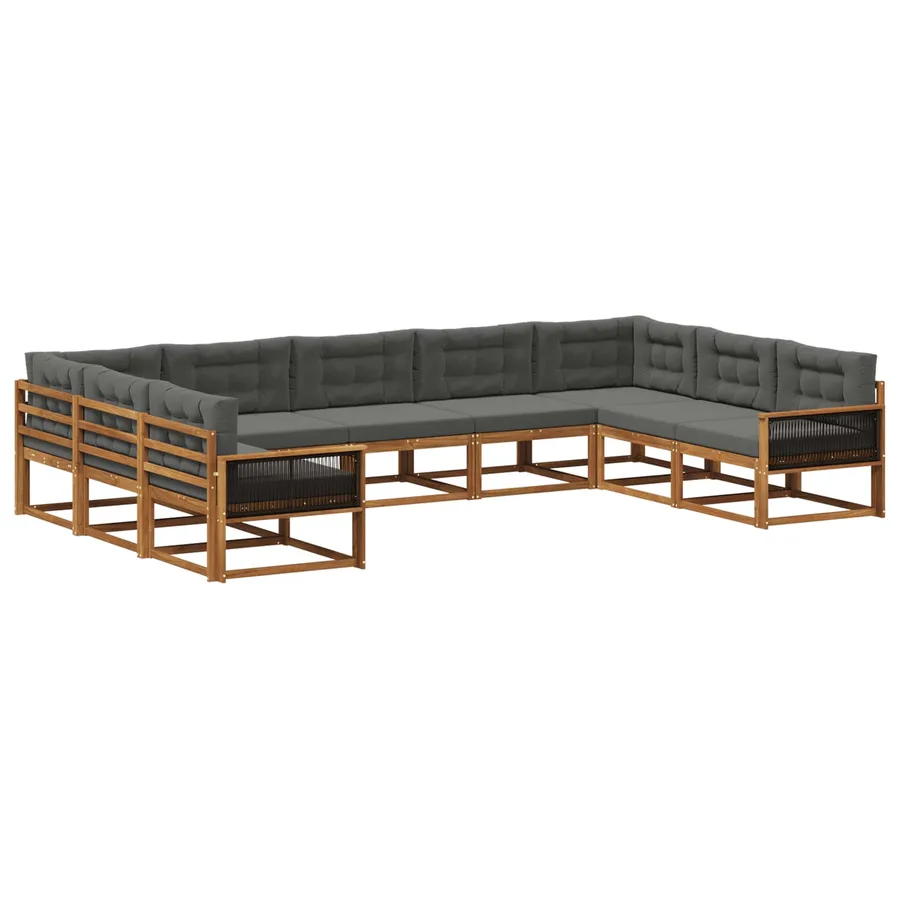 Ensemble de canapés d'extérieur 9 pcs Naturel et Anthracite - 2
