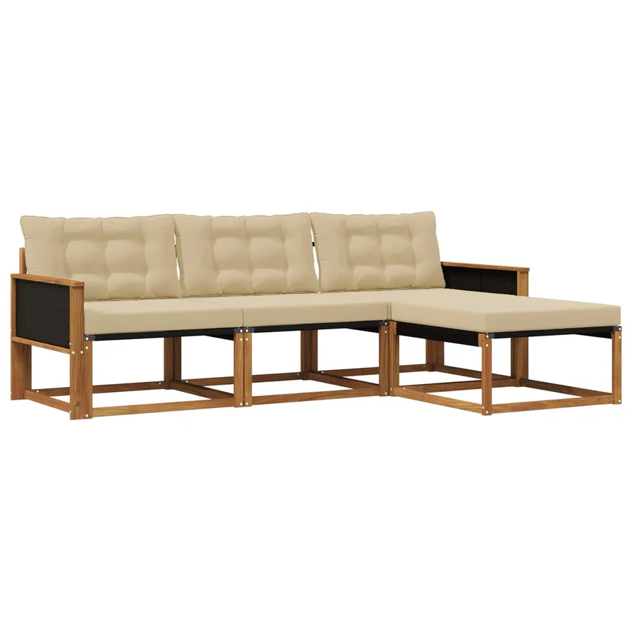 Ensemble de canapés d'extérieur 4 pcs Naturel et Beige - 2
