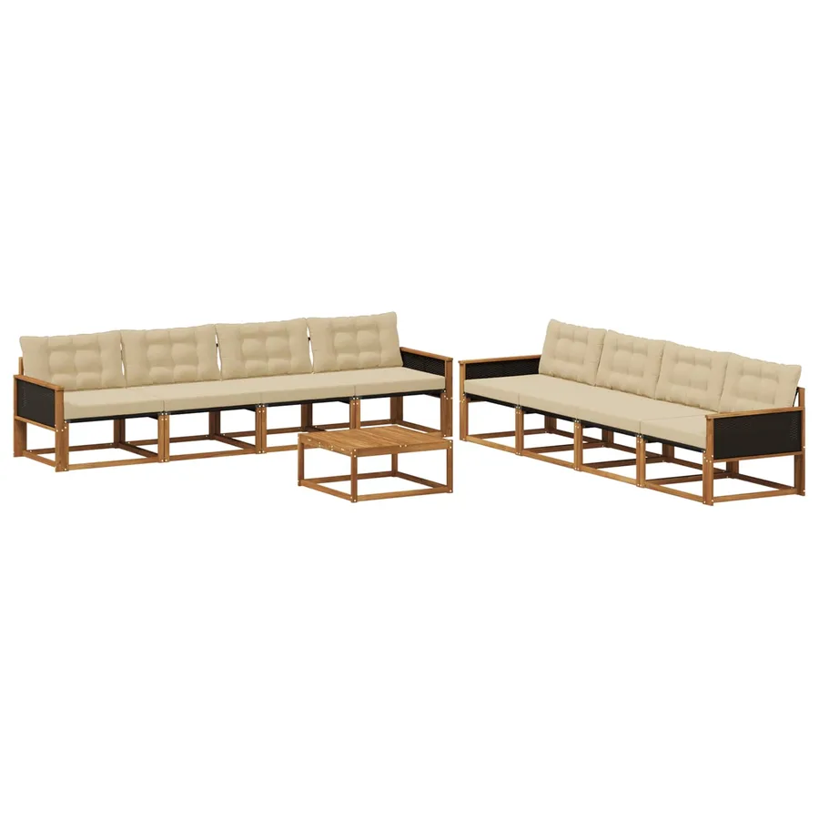 Ensemble de canapés d'extérieur 9 pcs Naturel et Beige - 2