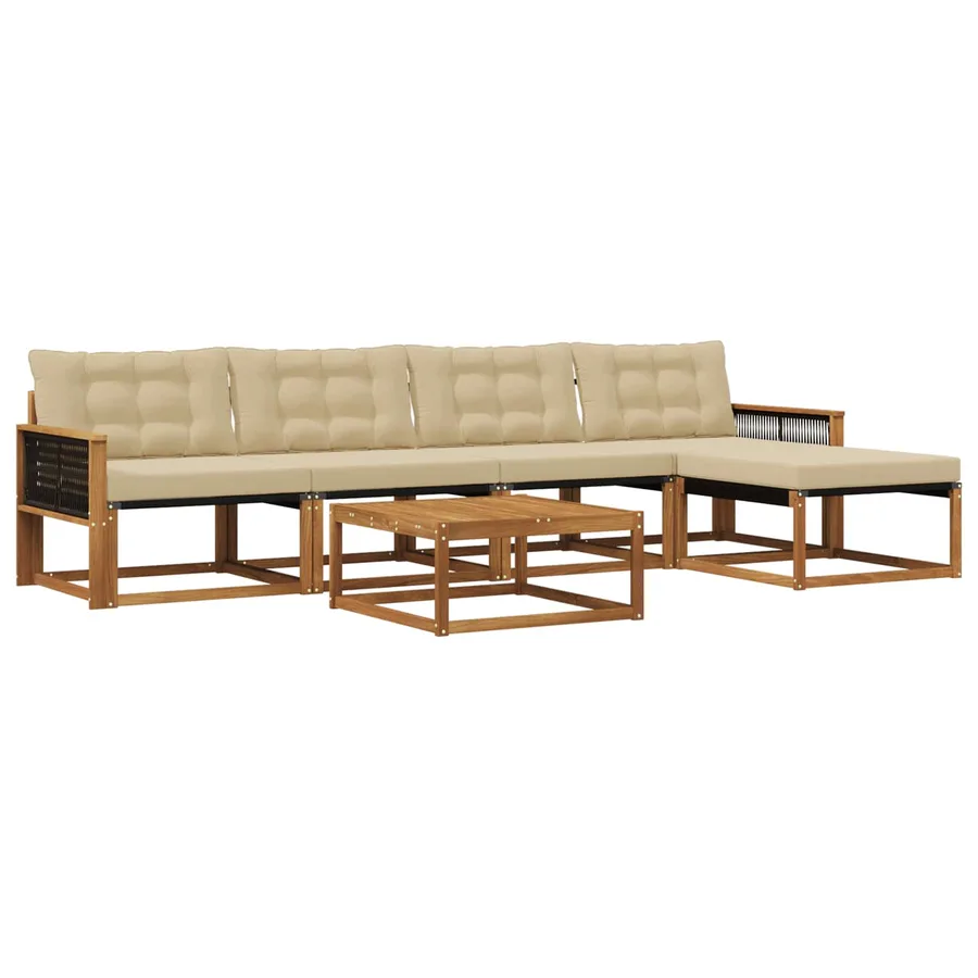 Ensemble de canapés d'extérieur 6 pcs Naturel et Beige - 2