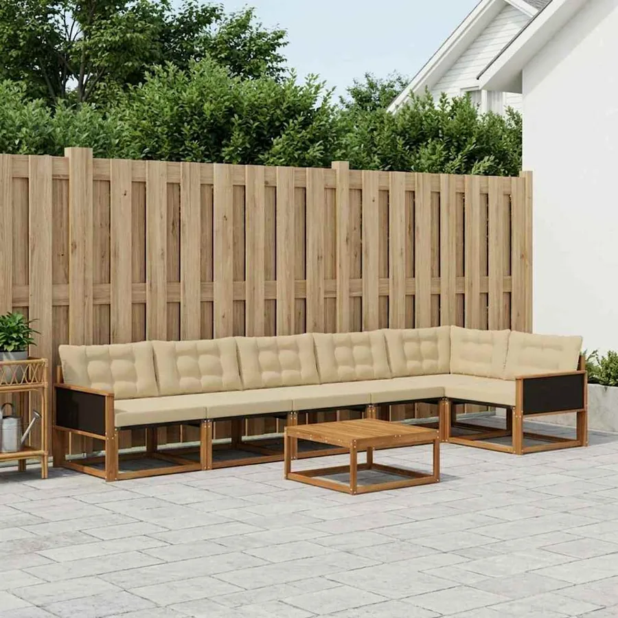 Ensemble de canapés d'extérieur 7 pcs Naturel et Beige