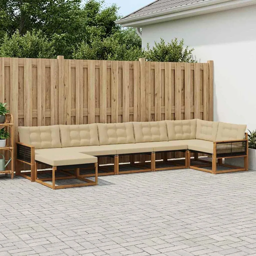 Ensemble de canapés d'extérieur 7 pcs Naturel et Beige