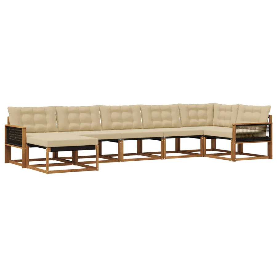 Ensemble de canapés d'extérieur 7 pcs Naturel et Beige - 2