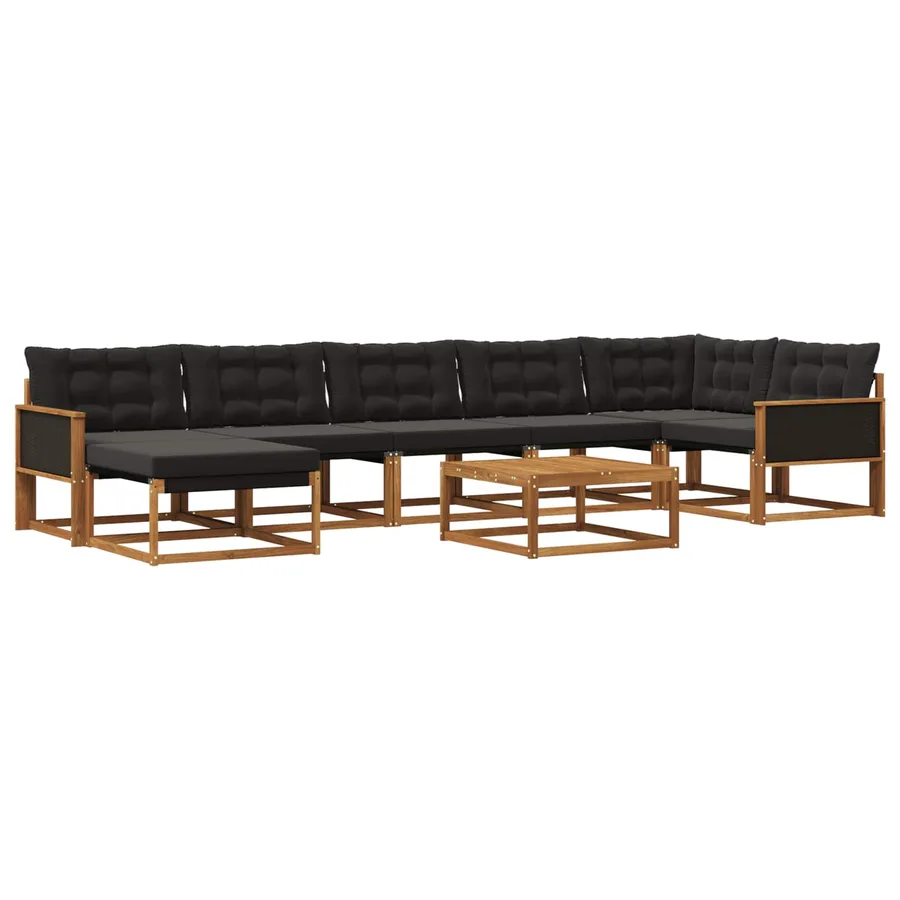 Ensemble de canapés d'extérieur 8 pcs Naturel et noir - 2
