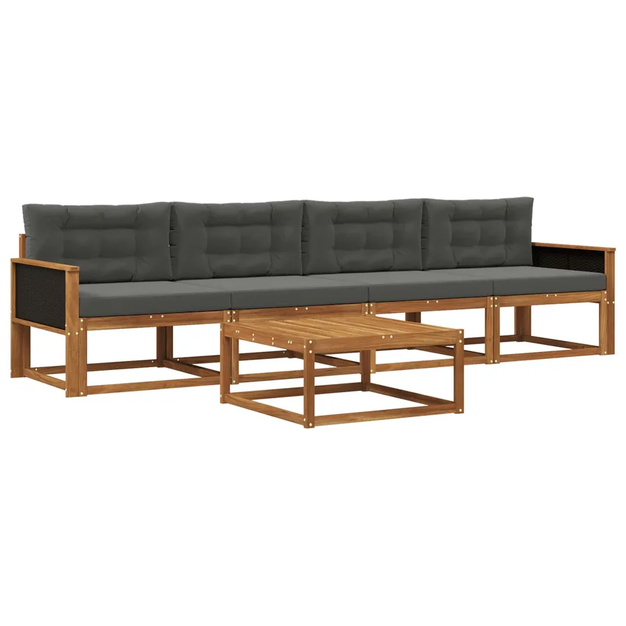 Ensemble de canapés d'extérieur 5 pcs Naturel et Anthracite - 2