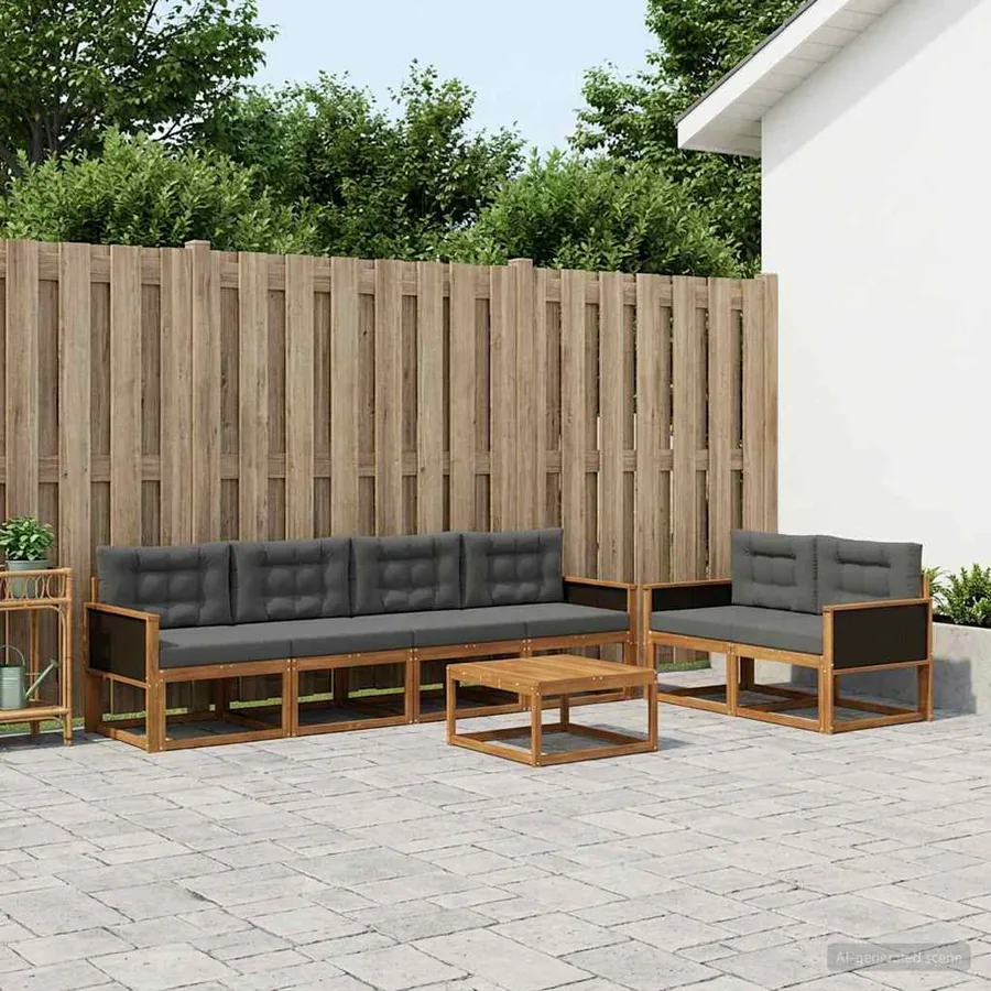 Ensemble de canapés d'extérieur 7 pcs Naturel et Anthracite