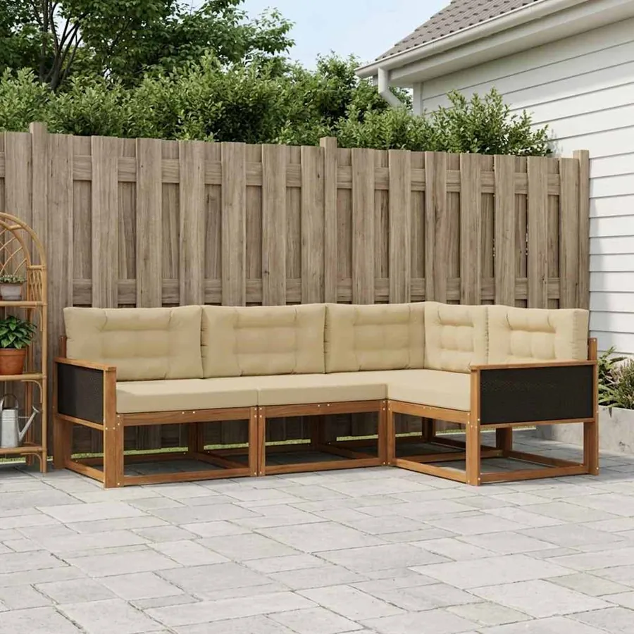 Ensemble de canapés d'extérieur 4 pcs Naturel et Beige
