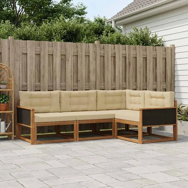 Ensemble de canapés d'extérieur 4 pcs Naturel et Beige
