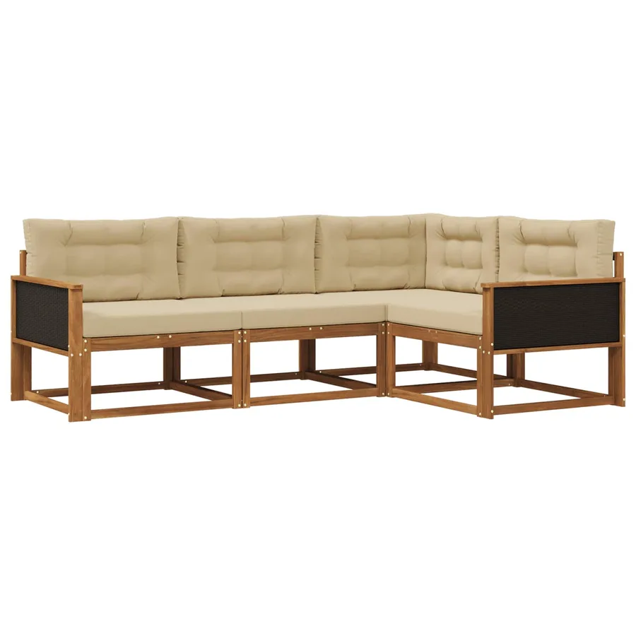 Ensemble de canapés d'extérieur 4 pcs Naturel et Beige - 2