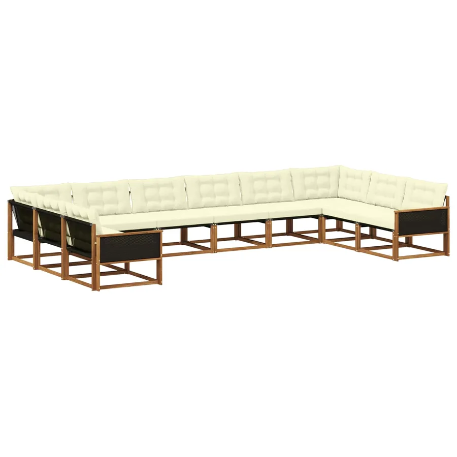 Ensemble de canapés d'extérieur 10 pcs Naturel et Crème - 2