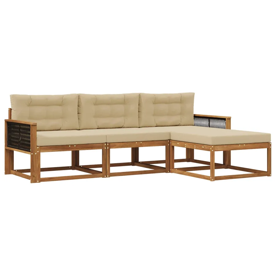 Ensemble de canapés d'extérieur 4 pcs Naturel et Beige - 2