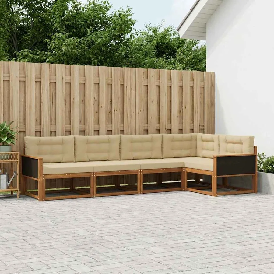 Ensemble de canapés d'extérieur 5 pcs Naturel et Beige