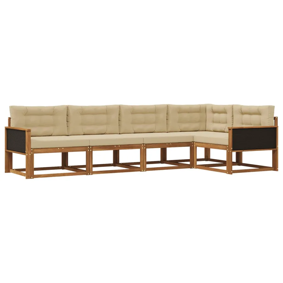 Ensemble de canapés d'extérieur 5 pcs Naturel et Beige - 2