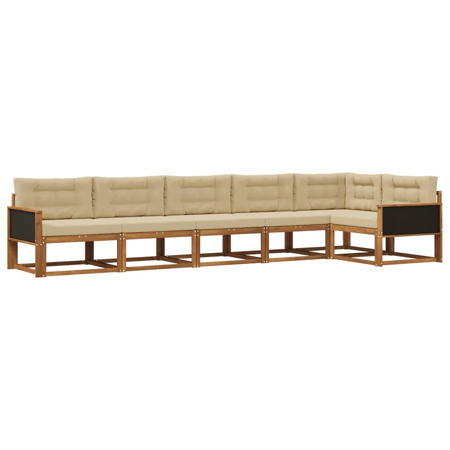 Ensemble de canapés d'extérieur 6 pcs Naturel et Beige - 2